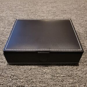 Black leatherette box (6 1/2" x 7 7/8" x 2")